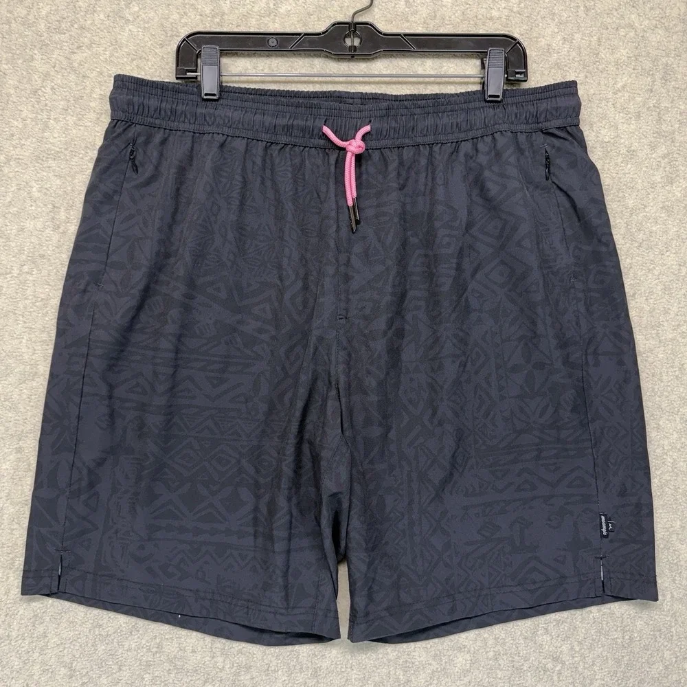 Maamgic‎ Mens Swim Trunks Lot of 2 XXL Lined Black Print Gray Camo Shorts